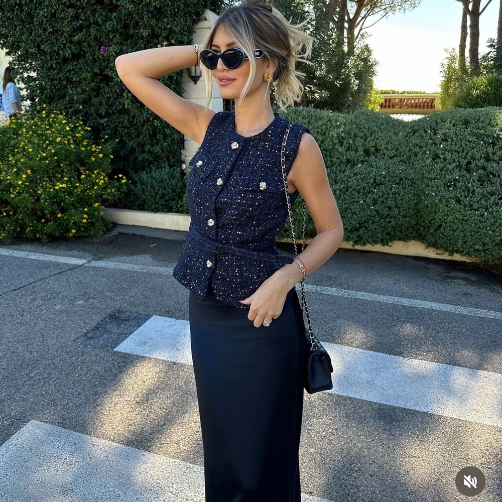 ZARA BELTED SEQUIN STRUCTURED VEST - Picture 8 of 8